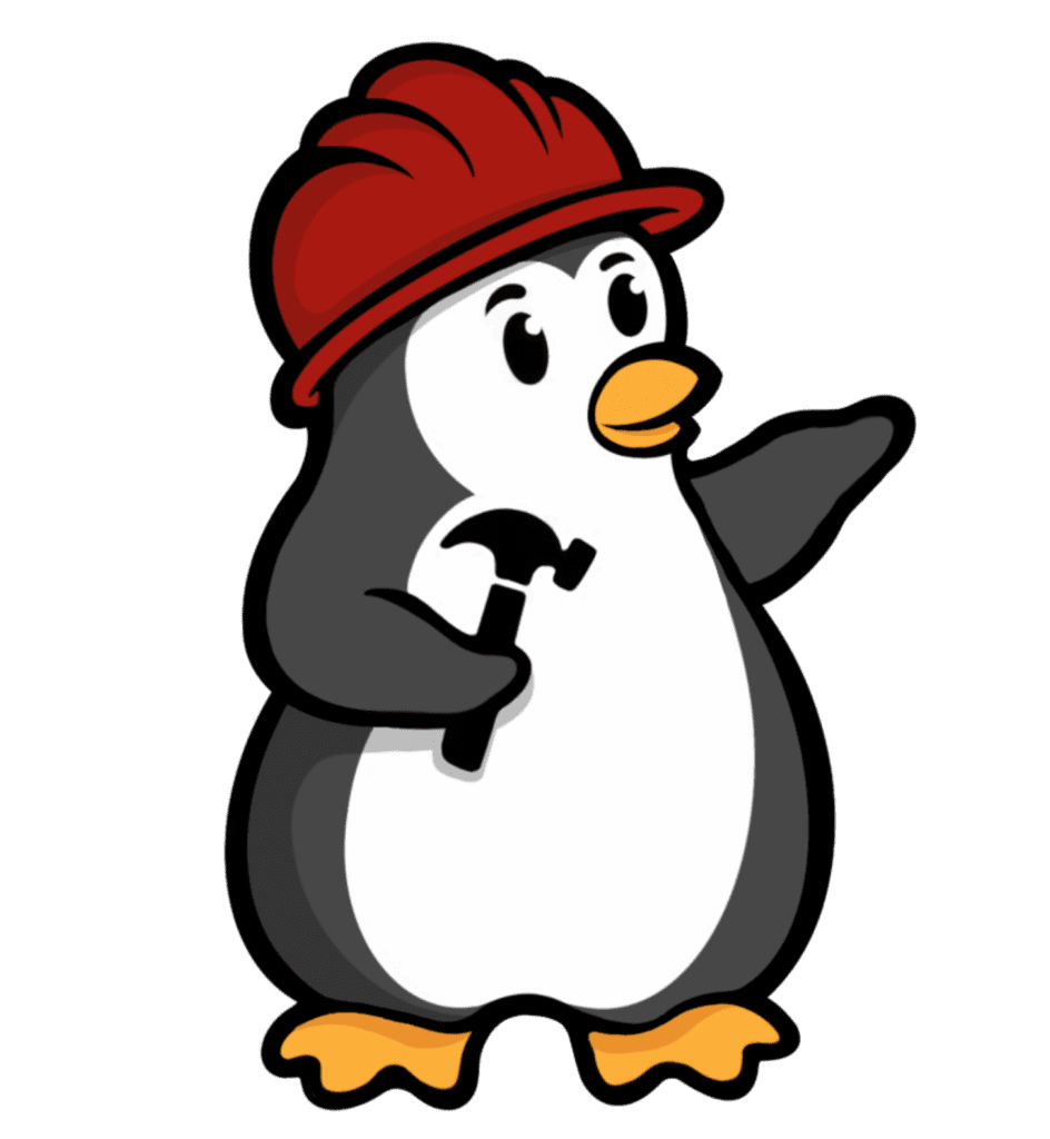 Left-side placement of the Penguin Garage Doors logo, trusted garage door repair experts in Thornhill.