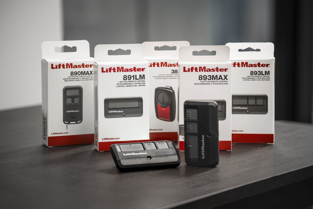 Various models of LiftMaster garage door remotes offered for easy garage door opener operation and garage access in Vaughan by Penguin Garage Doors.