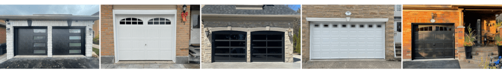 Collage of recent garage door installations by Penguin Garage Doors featuring professional installation, contemporary designs, and quality garage door services linking to our gallery page.