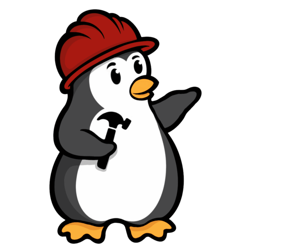 Penguin Garage Doors logo for left side.